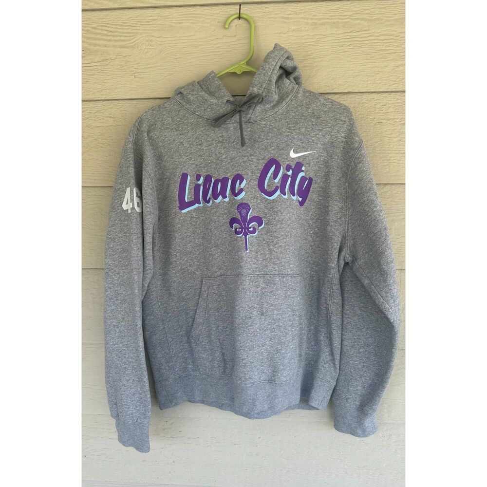 Nike Lilac City Lacrosse Club Graphic Pullover Hoodie Heather Grey Size M